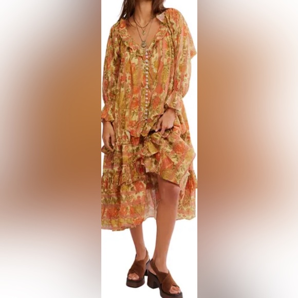 Free People Dresses & Skirts - Free People Garden Wonders Long Sleeve Cotton Maxi Dress XL